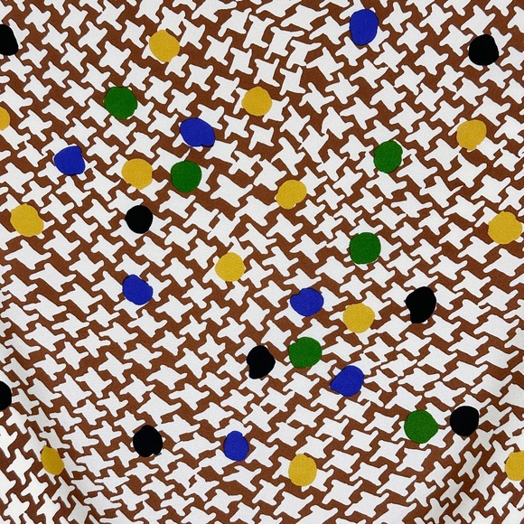 NWT SILKLETTE Italian Houndstood 100% Fine Silk Kerchief Scarf BROWN/BLUE/YELLOW - Picture 4 of 5